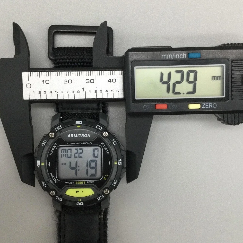 Armitron Pro Sport Mens Watch 43mm Digital Black Nylon Alarm Chrono Backlight